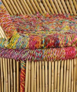 vidaXL Bamboo Chair with Chindi Details