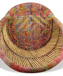 vidaXL Bamboo Chair with Chindi Details