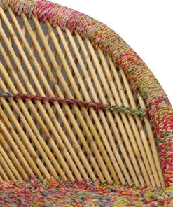 vidaXL Bamboo Chair with Chindi Details