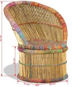vidaXL Bamboo Chair with Chindi Details