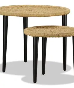 vidaXL Coffee Table Set 2 Pieces Natural Jute