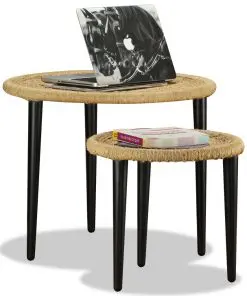 vidaXL Coffee Table Set 2 Pieces Natural Jute