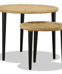 vidaXL Coffee Table Set 2 Pieces Natural Jute