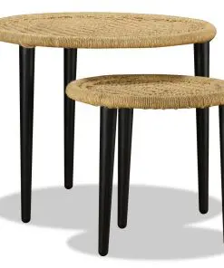 vidaXL Coffee Table Set 2 Pieces Natural Jute