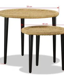 vidaXL Coffee Table Set 2 Pieces Natural Jute