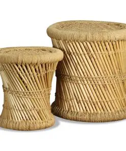 vidaXL Stools 2 pcs Bamboo and Jute