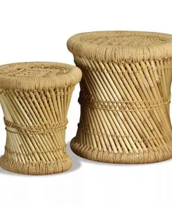 vidaXL Stools 2 pcs Bamboo and Jute