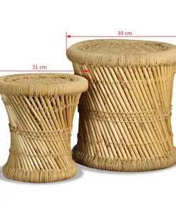 vidaXL Stools 2 pcs Bamboo and Jute