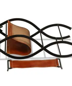 vidaXL Folding Chair Black and Brown Real Leather