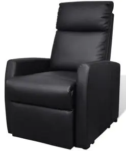 vidaXL TV Recliner Chair Black Faux Leather