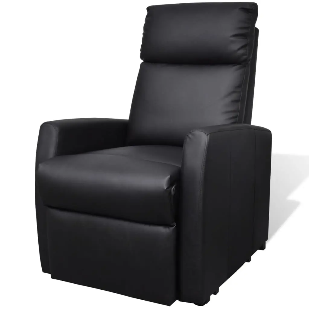 vidaXL TV Recliner Chair Black Faux Leather