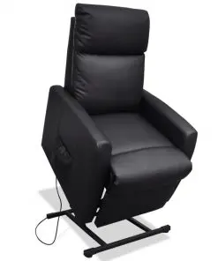 vidaXL TV Recliner Chair Black Faux Leather