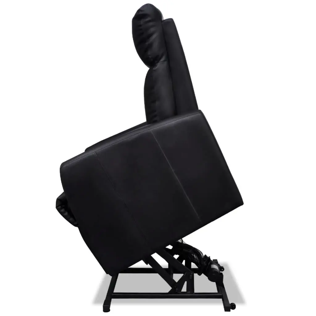 vidaXL TV Recliner Chair Black Faux Leather