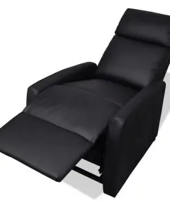 vidaXL TV Recliner Chair Black Faux Leather