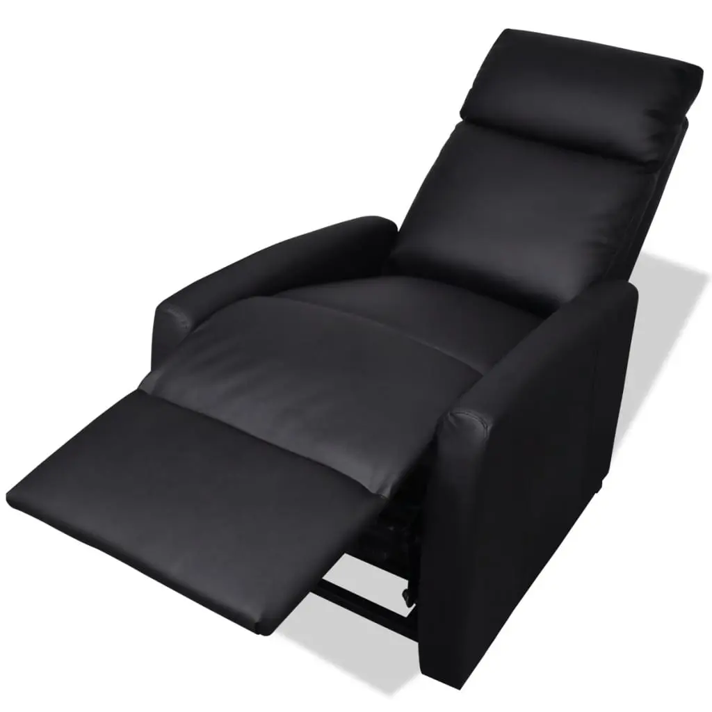 vidaXL TV Recliner Chair Black Faux Leather