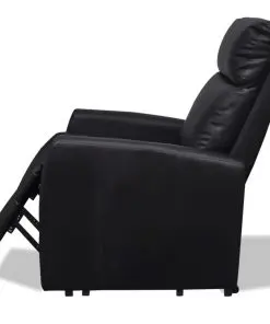 vidaXL TV Recliner Chair Black Faux Leather