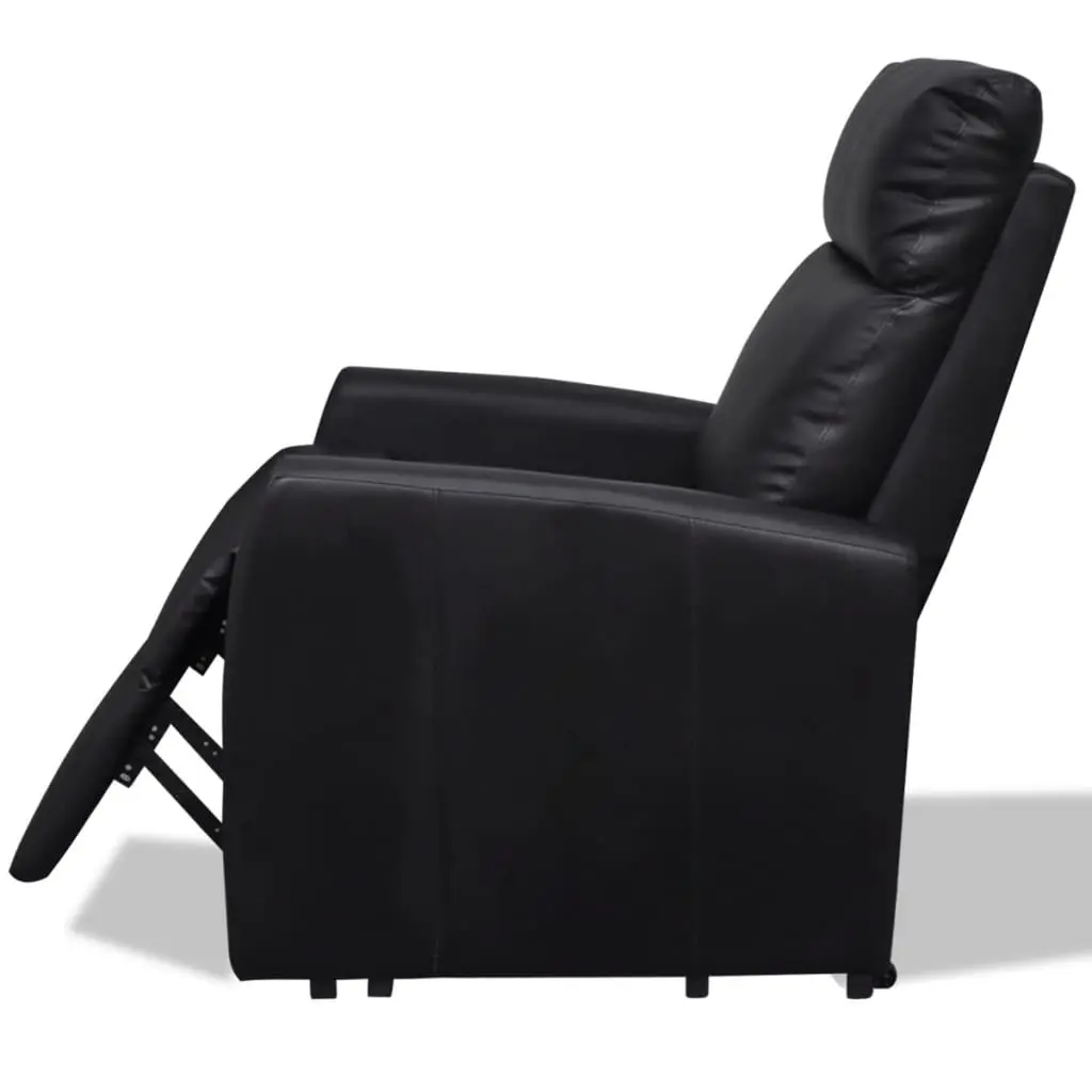vidaXL TV Recliner Chair Black Faux Leather