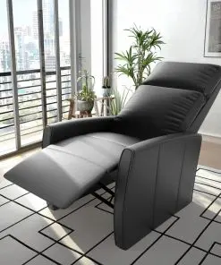 vidaXL TV Recliner Chair Black Faux Leather