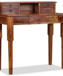 vidaXL Writing Desk with 5 Drawers Solid Sheesham Wood 90x40x90 cm