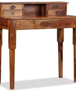 vidaXL Writing Desk with 5 Drawers Solid Sheesham Wood 90x40x90 cm