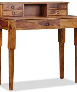 vidaXL Writing Desk with 5 Drawers Solid Sheesham Wood 90x40x90 cm