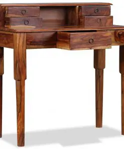 vidaXL Writing Desk with 5 Drawers Solid Sheesham Wood 90x40x90 cm