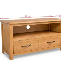 vidaXL TV Cabinet 90x35x48 cm Solid Oak Wood