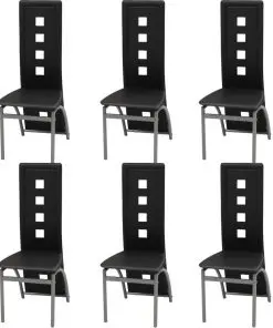 vidaXL Dining Chairs 6 pcs Black Faux Leather