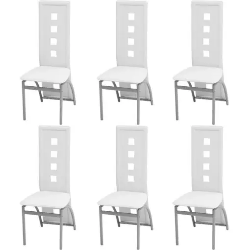 vidaXL Dining Chairs 6 pcs White Faux Leather
