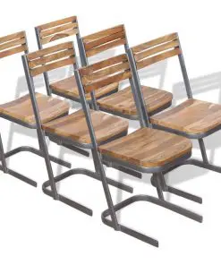 vidaXL Dining Chairs 6 pcs Solid Teak Wood