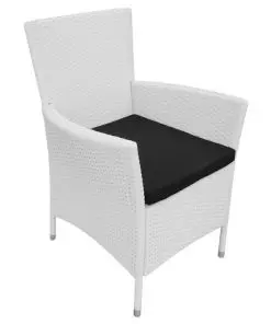 vidaXL Garden Chairs 4 pcs with Cushions Poly Rattan Cream White