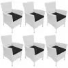 vidaXL Garden Chairs 6 pcs with Cushions Poly Rattan Cream White