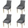 vidaXL Dining Chairs 4 pcs Dark Grey Fabric