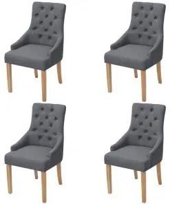 vidaXL Dining Chairs 4 pcs Dark Grey Fabric