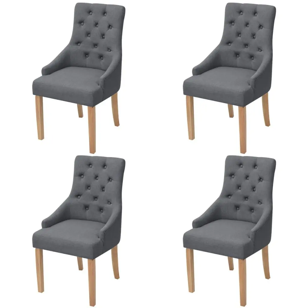 vidaXL Dining Chairs 4 pcs Dark Grey Fabric