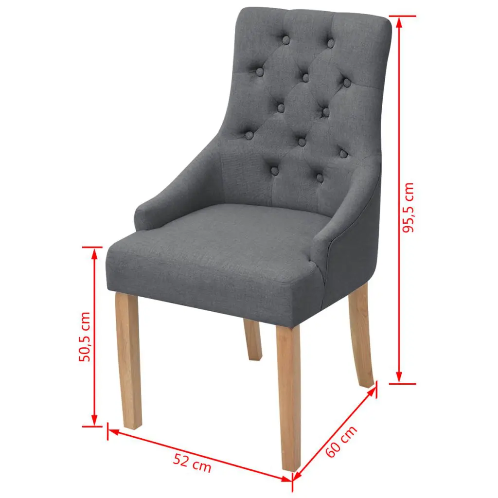 vidaXL Dining Chairs 4 pcs Dark Grey Fabric