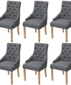 vidaXL Dining Chairs 6 pcs Dark Grey Fabric