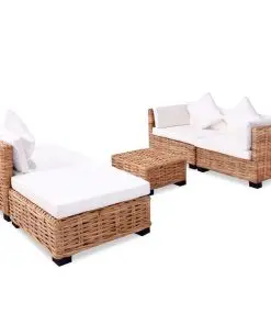 vidaXL Sofa Set 14 Pieces Natural Rattan