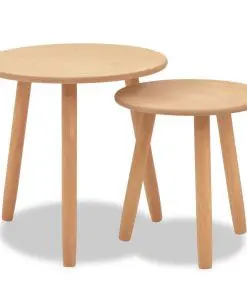 vidaXL Side Table Set 2 Pieces Solid Pinewood Brown