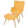vidaXL Armchair with Footstool Yellow Fabric vidaXL Armchair with Footstool Yellow Fabric