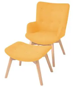 vidaXL Armchair with Footstool Yellow Fabric