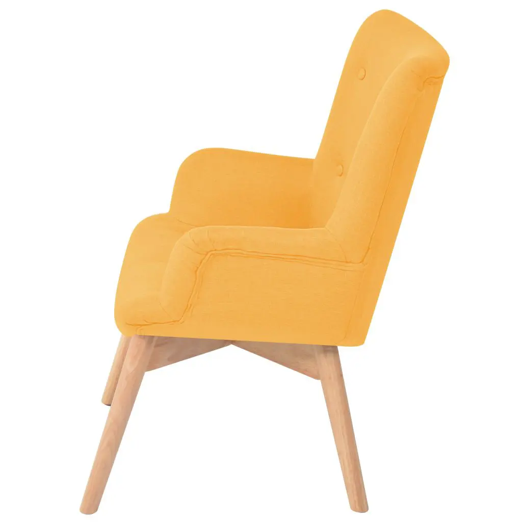 vidaXL Armchair with Footstool Yellow Fabric