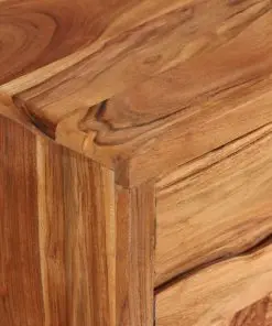 vidaXL TV Cabinet Solid Acacia Wood with Carved Doors 117x30x40 cm