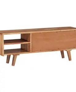 vidaXL TV Cabinet Solid Acacia Wood with Carved Doors 117x30x40 cm