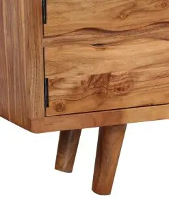 vidaXL TV Cabinet Solid Acacia Wood with Carved Doors 117x30x40 cm