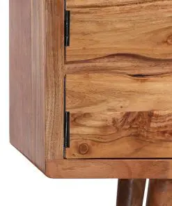 vidaXL TV Cabinet Solid Acacia Wood with Carved Doors 117x30x40 cm