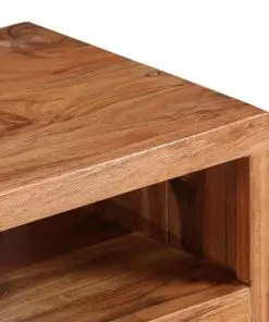 vidaXL TV Cabinet Solid Acacia Wood with Carved Doors 117x30x40 cm