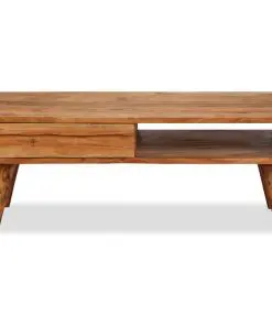 vidaXL Coffee Table Solid Wood with Carved Drawer 100x50x40 cm