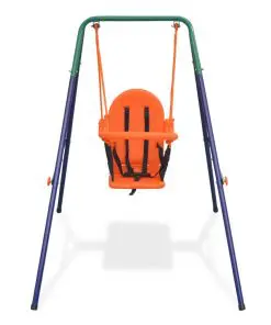 vidaXL Toddler Swing Set with Safety Harness Orange