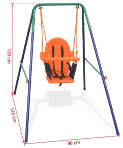 vidaXL Toddler Swing Set with Safety Harness Orange